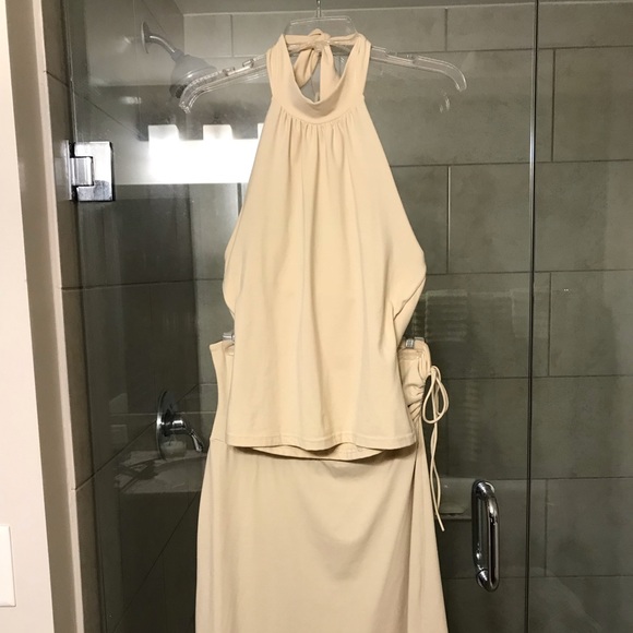 Susana Monaco 2 Piece Outfit Cream Halter High Neck Skirt Fold-over - High-Waist - Picture 4 of 16